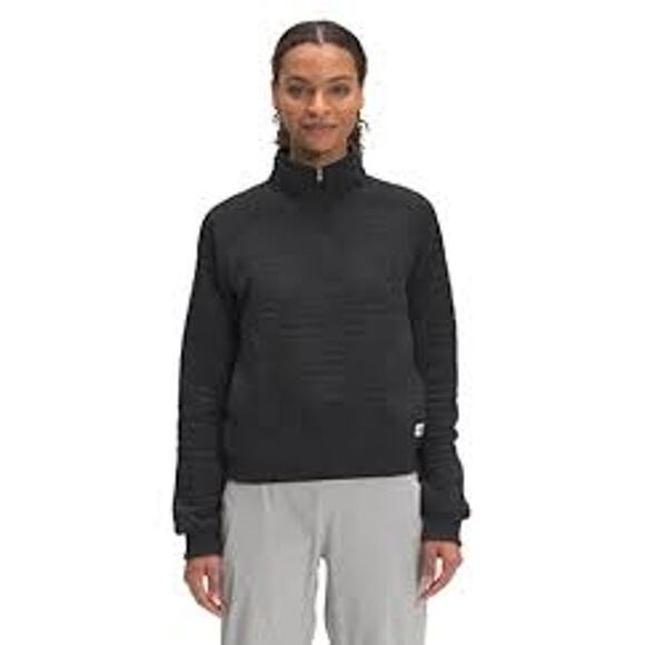 The North Face Gray Quilted Long Peak 1/4 Zip Pullover Sweatshirt Size Small - Picture 1 of 7